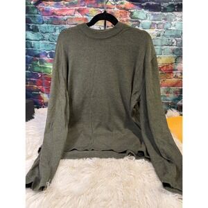 Cezani Mens XL Merino Wool Blend Crewneck Sweater Olive Green Made in Italy